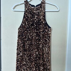 H&M Black and Gold Sequin Mini Dress